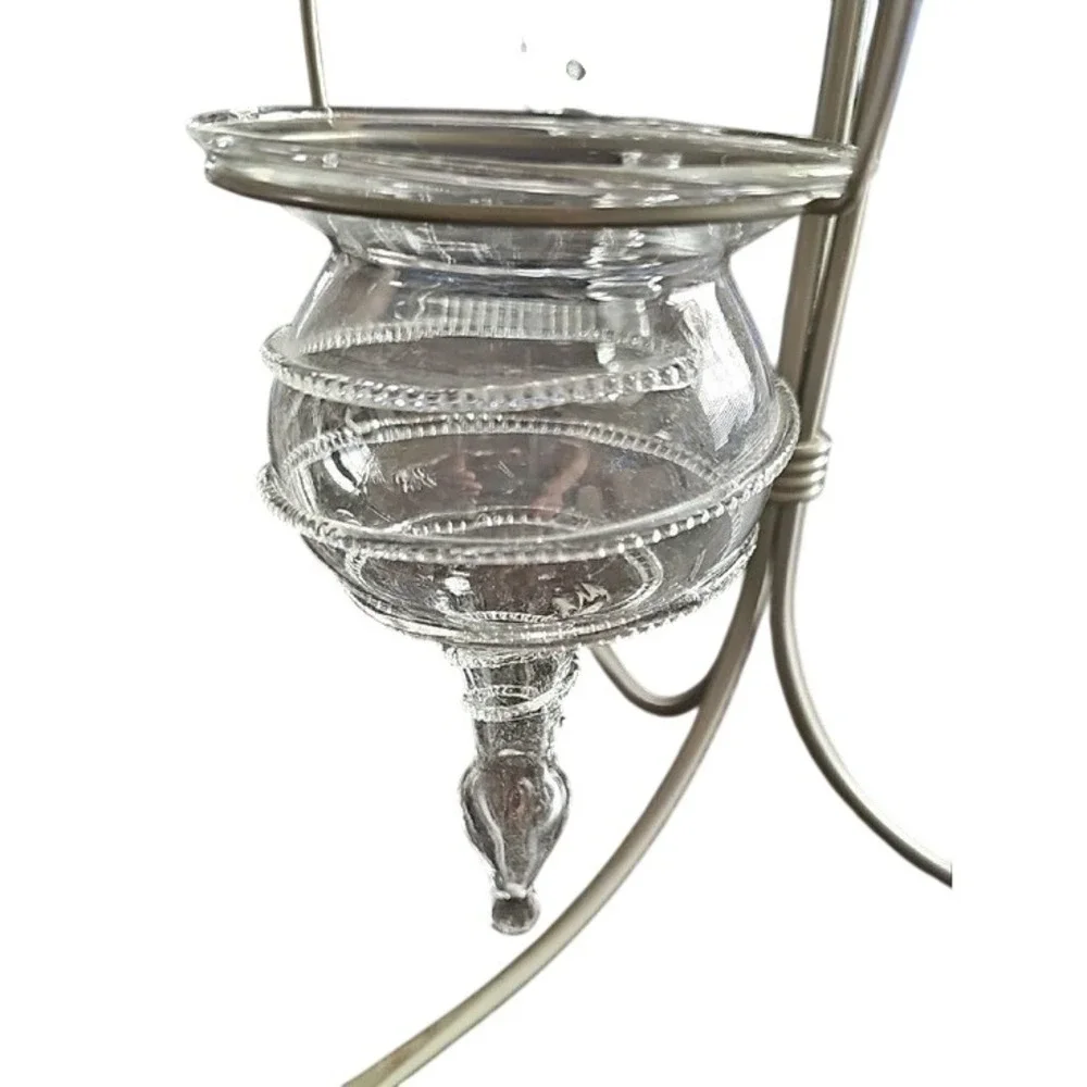 PartyLite 16 Inch Trio Hanging Glass Votive Holder Metal Stand Centerpiece Clear - Picture 5 of 7
